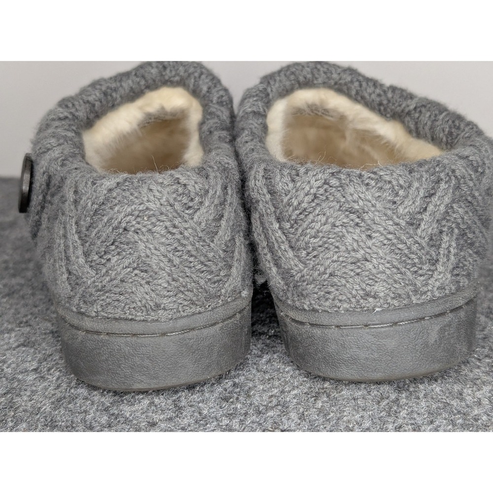 Clarks Slippers Womens 9 M Knit Collar Clog Gray Leather Casual Comfort Low Top - Picture 7 of 11